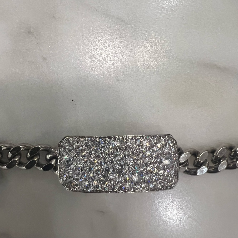 Kenneth Jay Lane Silver Choker Necklace With Crys… - image 1